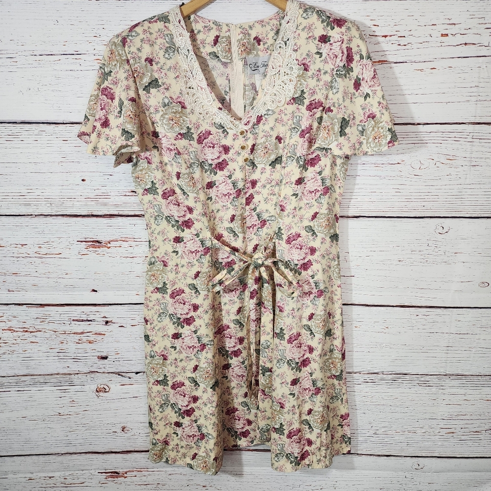 Vintage 80s En Focus Floral Print Dress